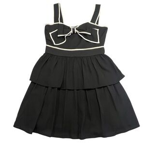 NWOT TCEC Black and White Ruffle Dress with Bow Size M